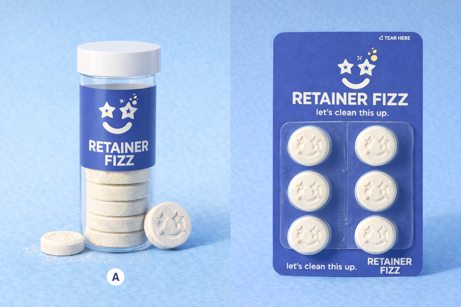 RetainerFizz blister pack — clean and ready